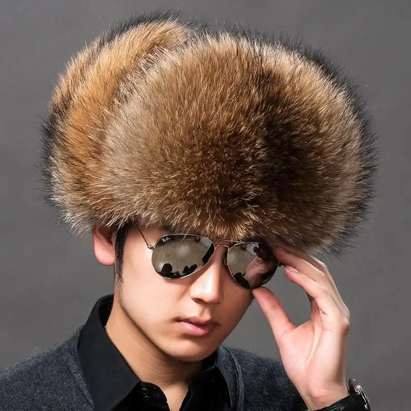 

Bomber Hats Faux Fur Hat Men's Winter Hats Middle-aged Elderly Men Earmuffs Caps Thickening Warm Outdoor Male Fox Fur Straw Hat