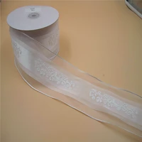 63mm x 25 yards white organza with flower printing wire edge ribbon for birthday decoration gift wrapping 2 12