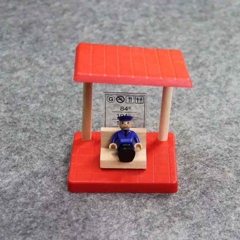 Деревянная железная АЗС станция отдыха игрушка деревянный поезд детские