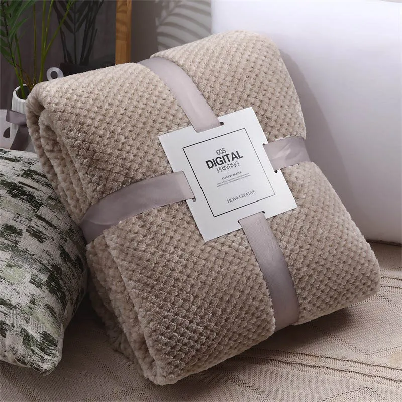 

Solid Soft Warm Fleece Plaid Blankets and Bedspreads Living Room Bedroom Air Conditioning Bed Blanket For Sofa Bedding Mantas