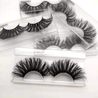 25mm 27mm 3d very long fluffy wispy real mink eyelashes thick big volume eye lashes for wholesale top fake strip lash