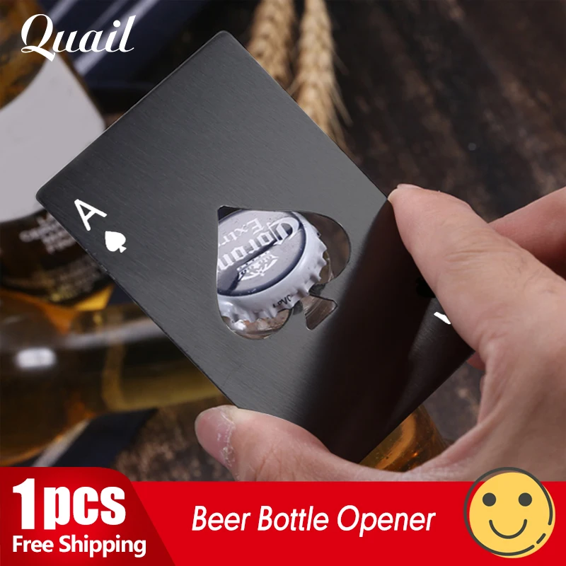 

Quail 1pcs Creative spades A credit card type bottle opener playing cards stainless steel bottle opener bottle opener