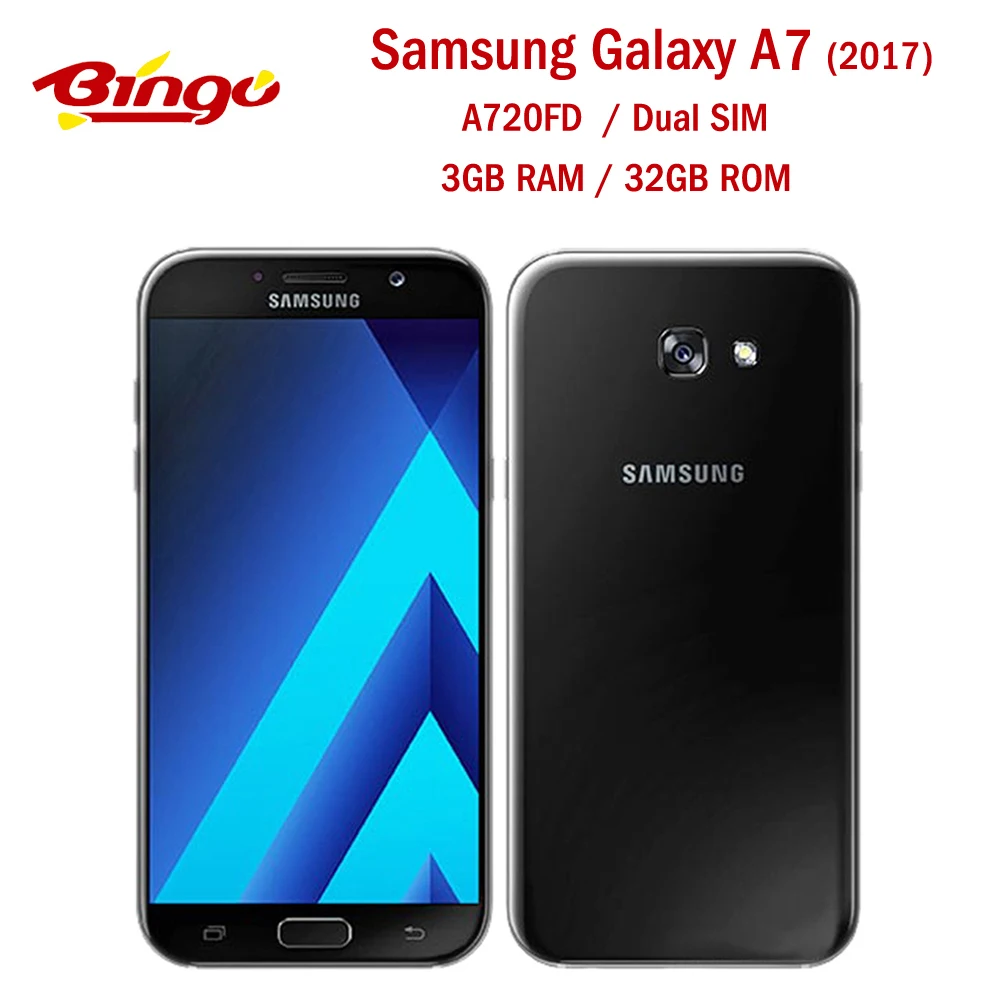 Оригинальный мобильный телефон Samsung Galaxy A7 Duos (2017) A720FD две SIM карты Exynos восемь ядер 3
