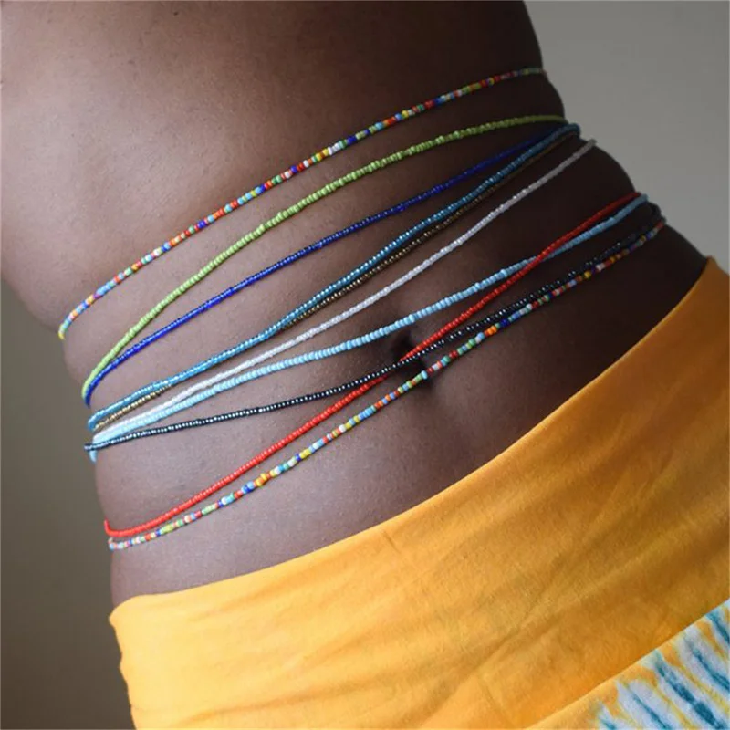 

10pcs/set Beach Sexy Bikini Handmade Beads Waist Chains For Women Summer Belly Chains Belt Body Jewelry Random Color