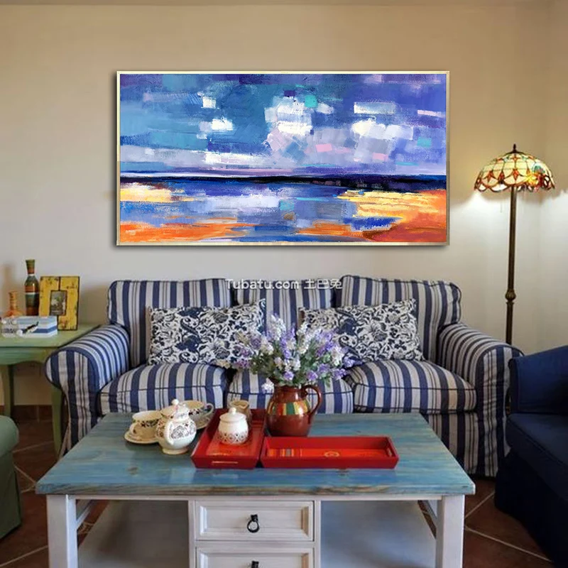 

Sky Landscape Abstract Painting Large Sea Landscape Painting Blue Painting Large Cloud Painting On Canvas Living Room Wall Art