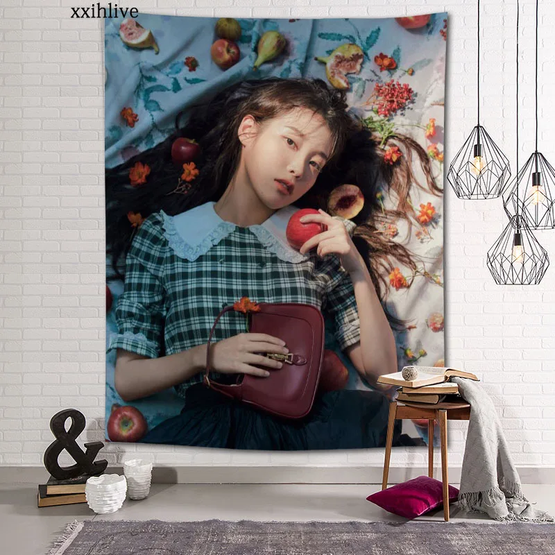

New Arrival Custom IU Singer Actor Printing Tapestry More Size Home Living Room Bedroom Decorative Wall Blanket
