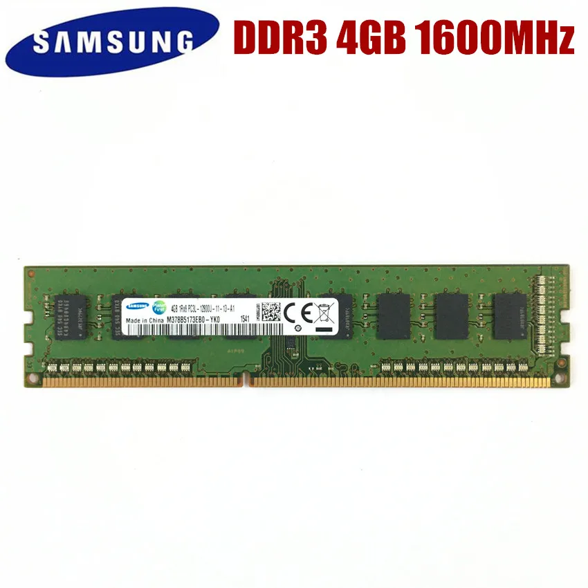 Оперативная память Samsung 4 ГБ DDR3 PC3 PC3L 12800U 1600 МГц ОЗУ для настольного компьютера