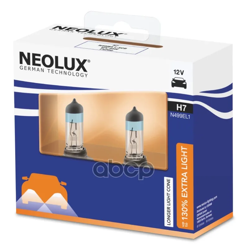 Лампа H7 12v 55w Extra Light +130% Px26d Карт.2 Шт. Neolux арт. N499EL12SCB|Лампы для автомобильных фар
