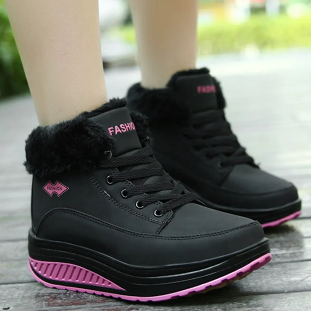 Зимние сапоги женская обувь на мягкой подошве со шнуровкой сохраняющая тепло