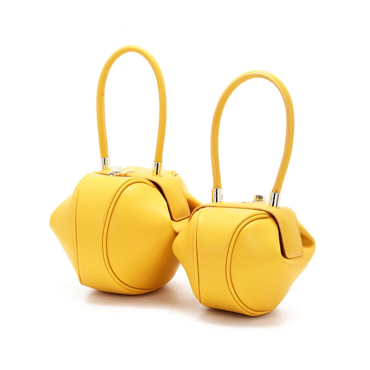 Burminsa Elegant Spherical Cow Genuine Leather Bags Women Small Designer Handbags High Quality Luxury Ladies Tote Bags NEW