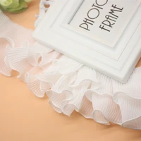 1m pleated chiffon lace fabric crafts ribbon 6cm lace trim wedding guipure sewing elastic fabric dress encajes dentelle py 13