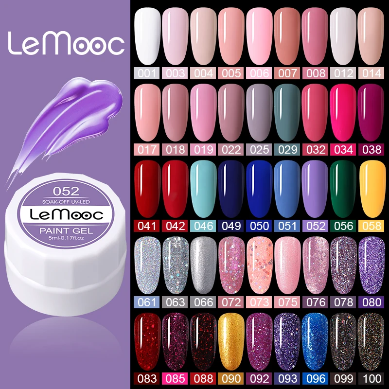 LEMOOC 5 мл Блестящий цветной гель для нанесения краски впитывающий УФ светодиодный