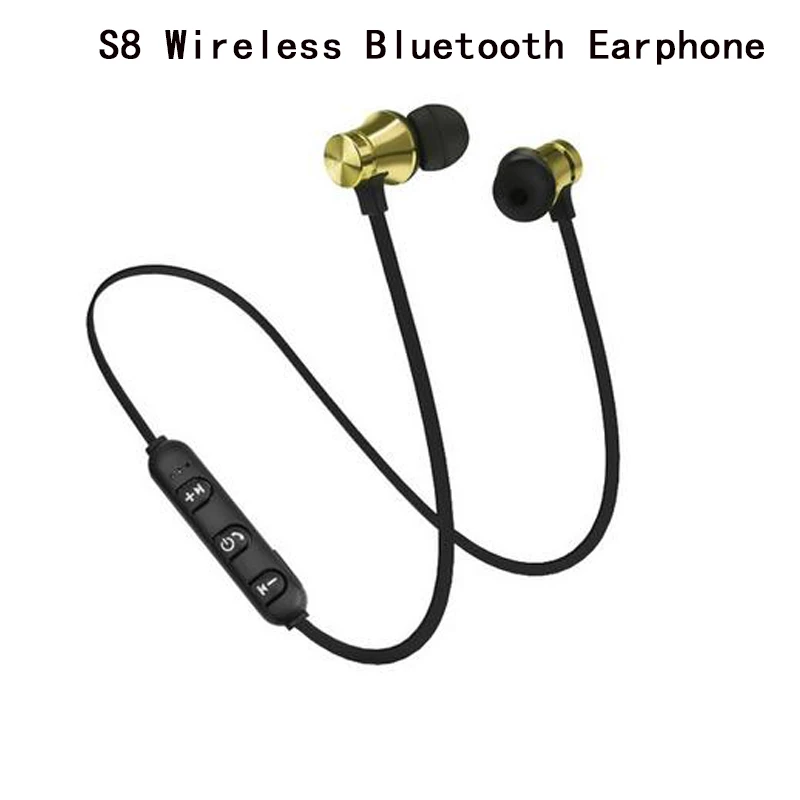 Bluetooth Earphone S8 беспроводные магнитные Bluetooth наушники Беспроводные спортивные наушники стерео Бас Наушники для прослушивания музыки с микрофоном гарнитура для xiaomi iphone - Цвет: Bluetooth Earphone