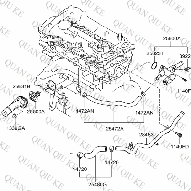 Engine Thermostat Assy Fit For Veloster Forte Rio 1.6L 25500-2B000 Coolant Inlet Fitting Contactor 25631-2B050 | Автомобили и