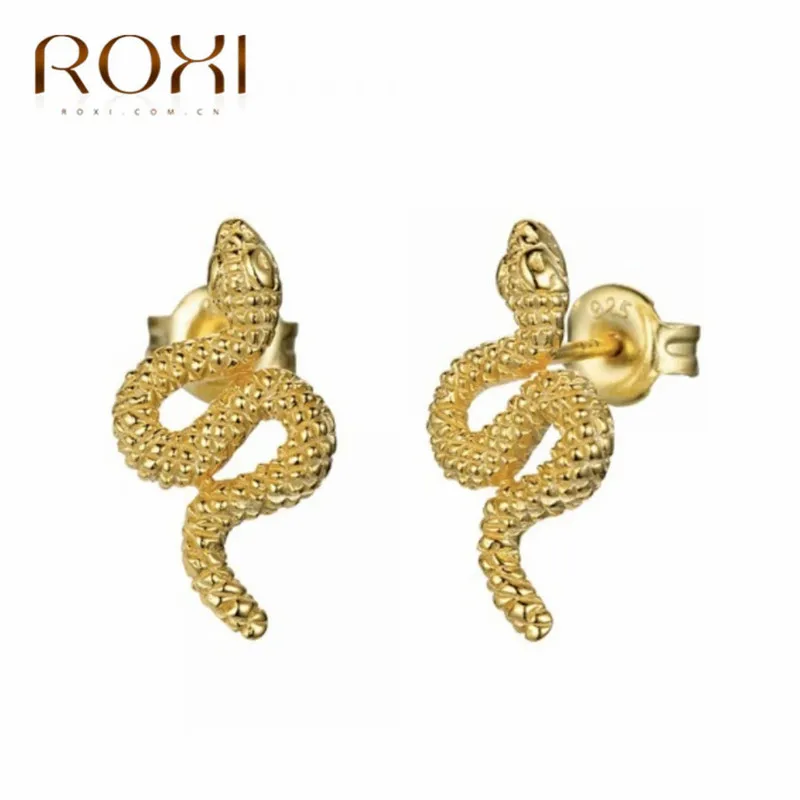 Женские серьги-гвоздики в виде змеи из серебра 100% пробы | Украшения и аксессуары