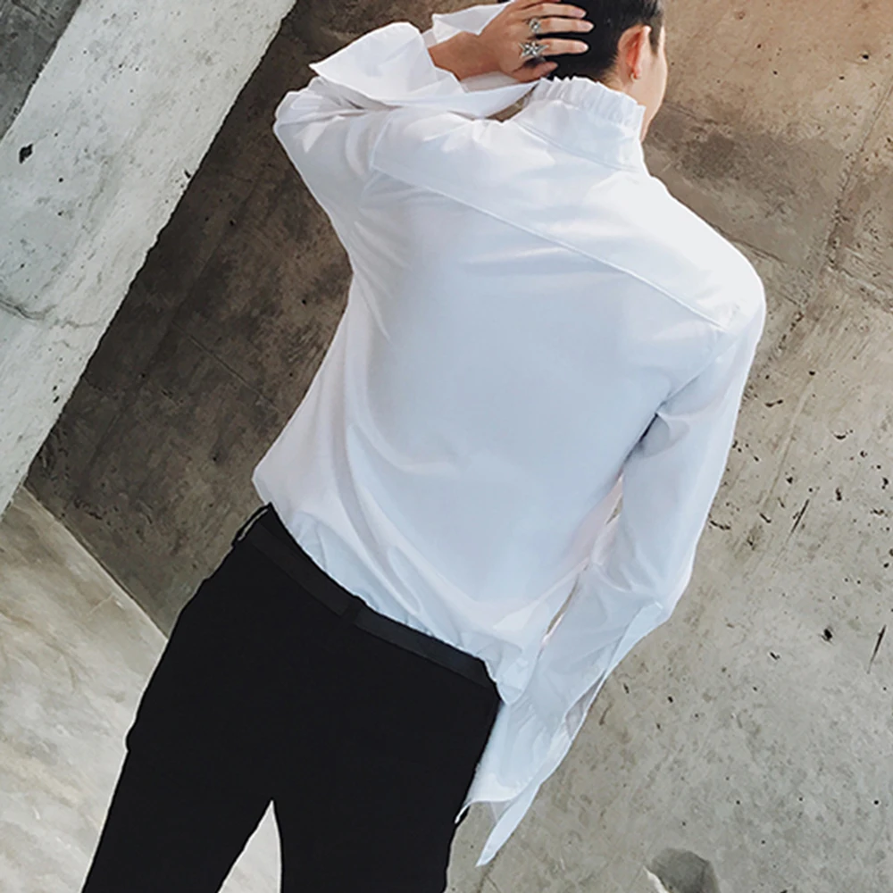 Men Long Sleeve Shirts Spring Summer Gothic Vintage Ulzzang Cozy High Street Streetwear Trendy New Solid Shirt Blouse Top