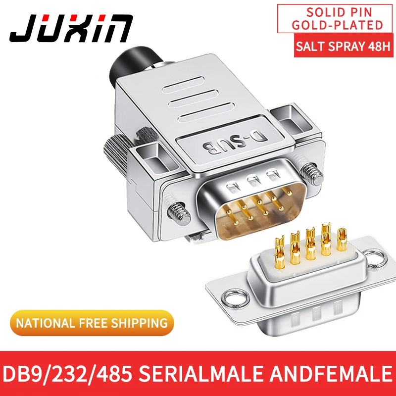 Ju Xin DB9 Мужской Женский RS232 / 485 разъем 9 pin последовательный порт COM отверстие