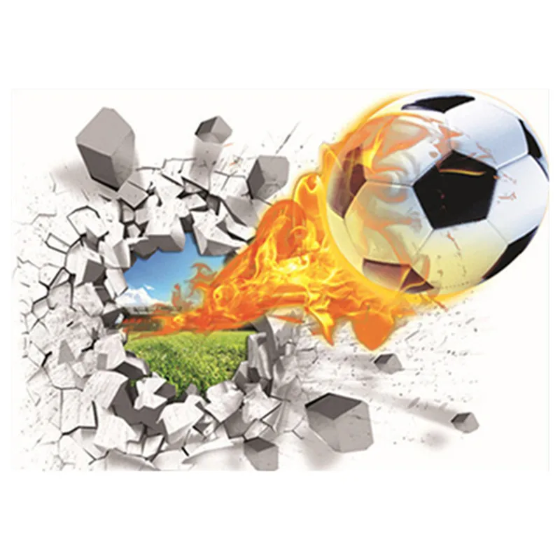 3D Футбольный сломанный настенный виниловый постер для футбола спортивные