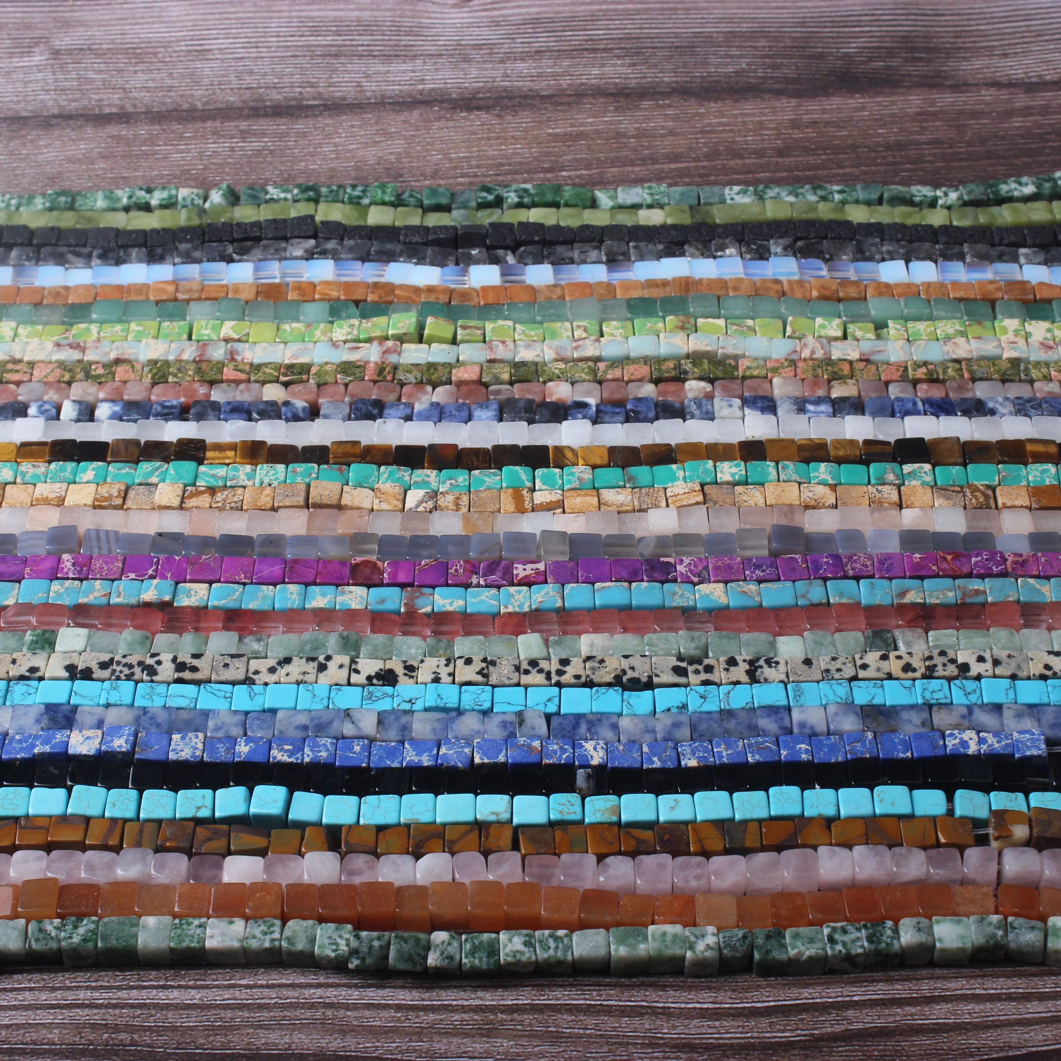 

Lanli fashion jewelry 6x6mm square stone natural gem beads series DIY men's and women's bracelet bracelet necklace jewelry