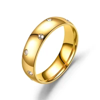 luxury wedding ring with cz woman gold color stainless steel rings for women simple classic female engagement jewelry