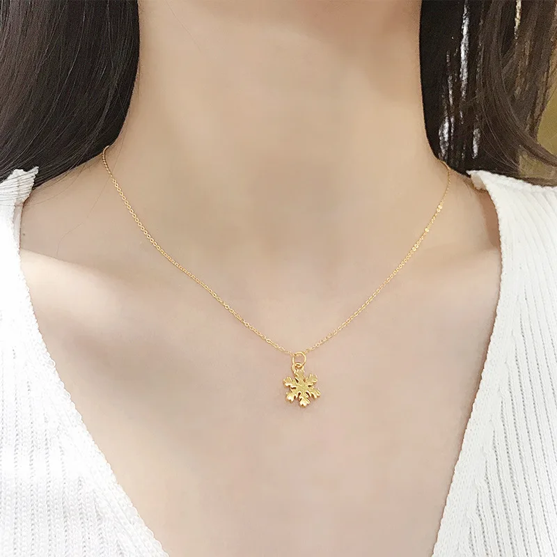 YUNLI Pure 24K 999 Подвеска из золота с искусственными снежинками и цепочкой настоящего