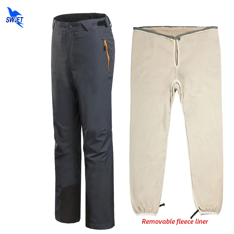 

2 In 1 Outdoor Winter Trekking Waterproof Skiing Pants Men Women Removable Liner Thick Fleece Hiking Camping Windproof Trousers