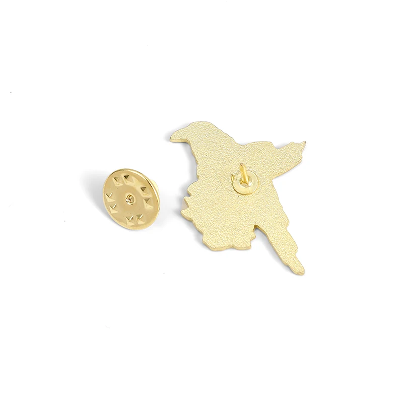 Ворона ворона эмалированные булавки Прямая поставка птица перо луна цветы