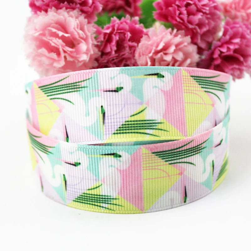 

Flamingo printed grosgrain blue ribbon Clothing accessoriesfor DIY accessories handmade materials 16mm 22mm 25mm 38mm 57mm 75mm