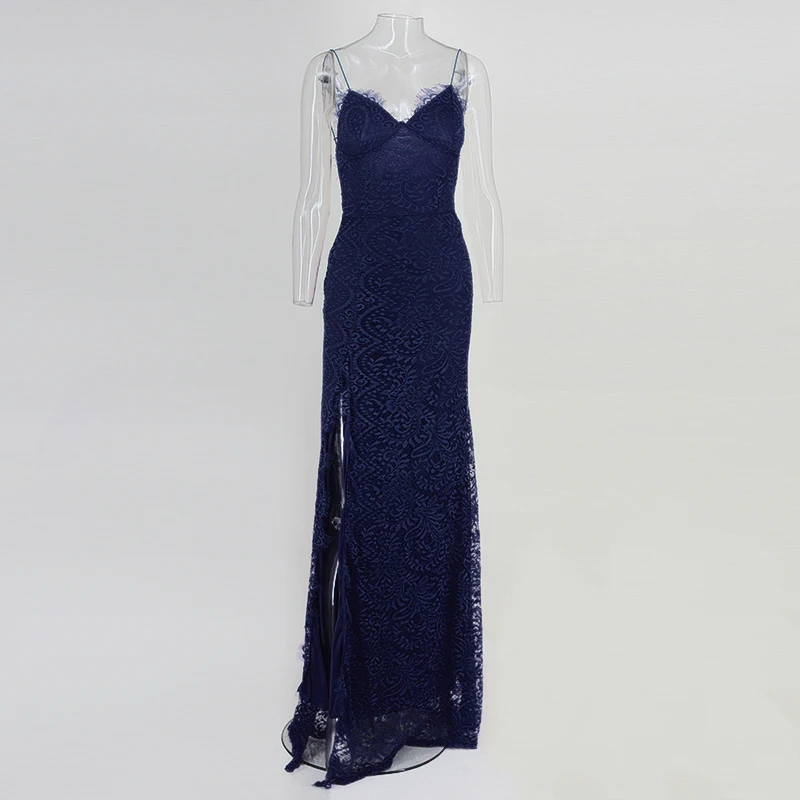 Women's Retro Floral Lace Split Elegant Slim Prom Party Dresses V Neck Bodycon Dress Maxi Formal Long | Женская одежда