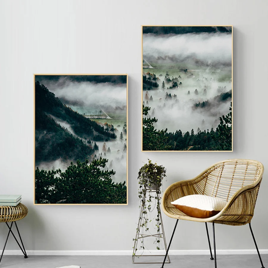 Горный пейзаж настенная живопись абстрактный художественный постер и печать HD