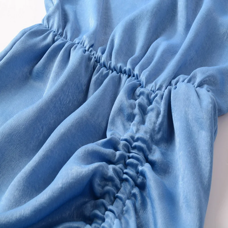 

QRWR 2021 Women Dress Autumn New Solid Half High Collar Ruffle Dress Sexy Slim Shirring Zipper Long Sleeve Mini Ladies Dress