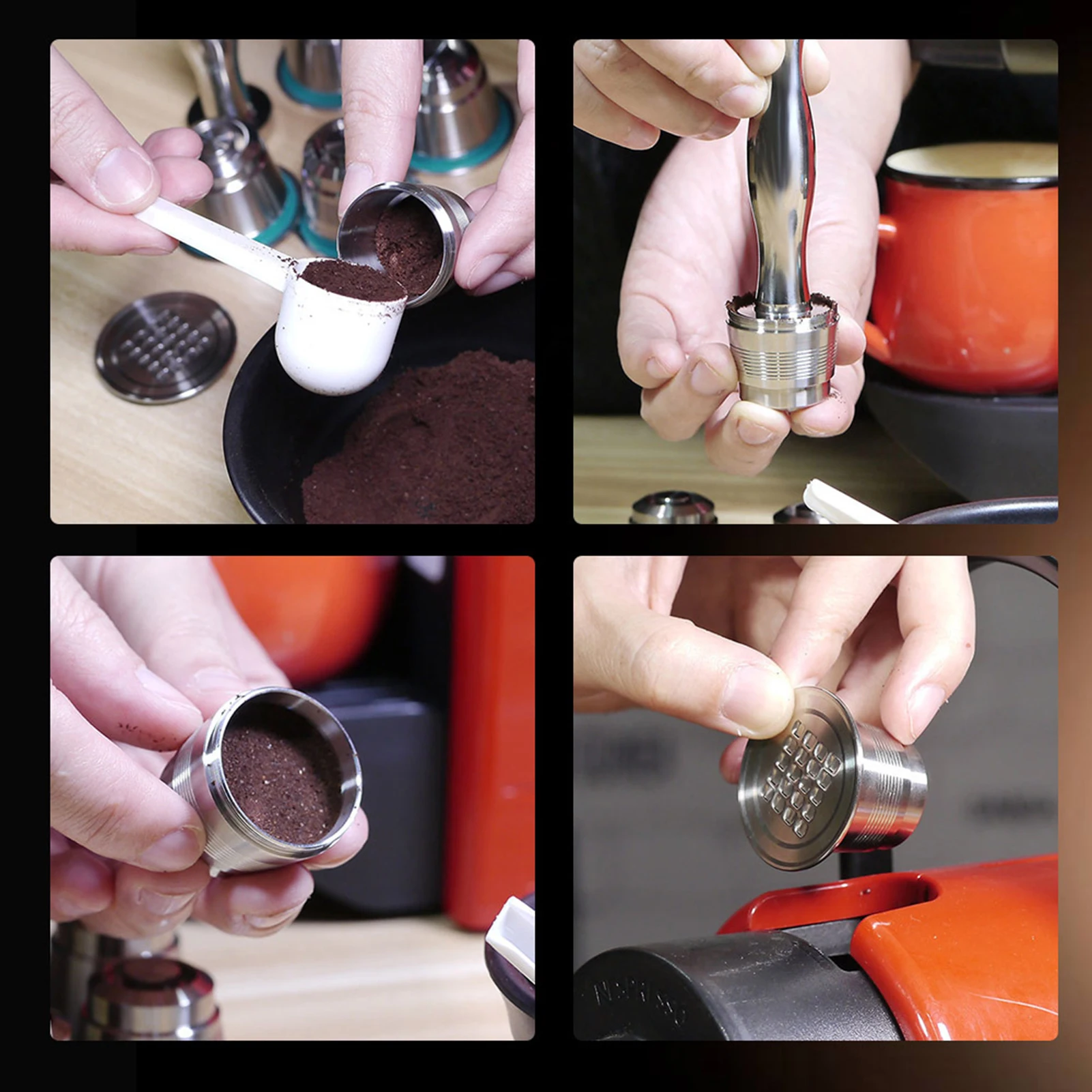 

3 Brewers Reusable Coffee Capsules 304 Stainless Steel K Cup Coffee Brewers Replacement for Nespresso Espresso Machines Product