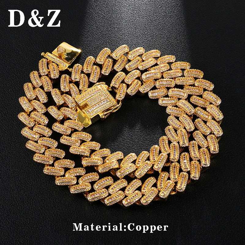 Цепочка Майами D &amp Z мужская с фианитом длинное ожерелье из меди и циркония
