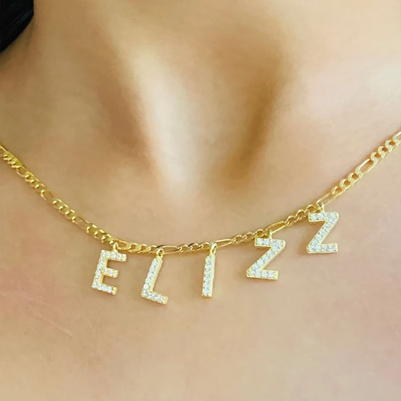 

Personalized Gold A-Z Initial Letter Necklaces For Women Stainless Steel Figaro Chain Custom Name Necklace Boho Jewelry Gifts