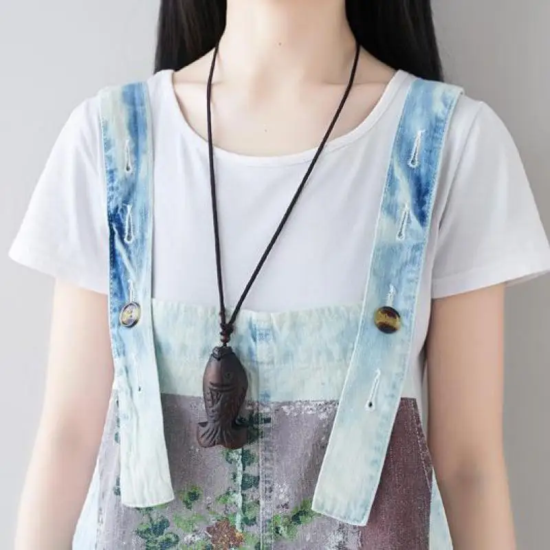 Johnature Retro Patchwork Print Pockets Calf-length Jumpsuits 2021 Summer New Loose Leisure All-match Women Jeans |