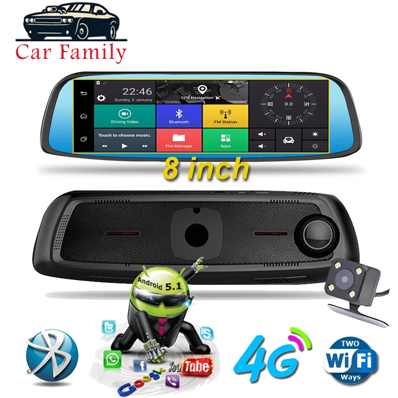 Автомобильный видеорегистратор 8 &quot 4G ADAS радар Android сенсорное зеркало заднего