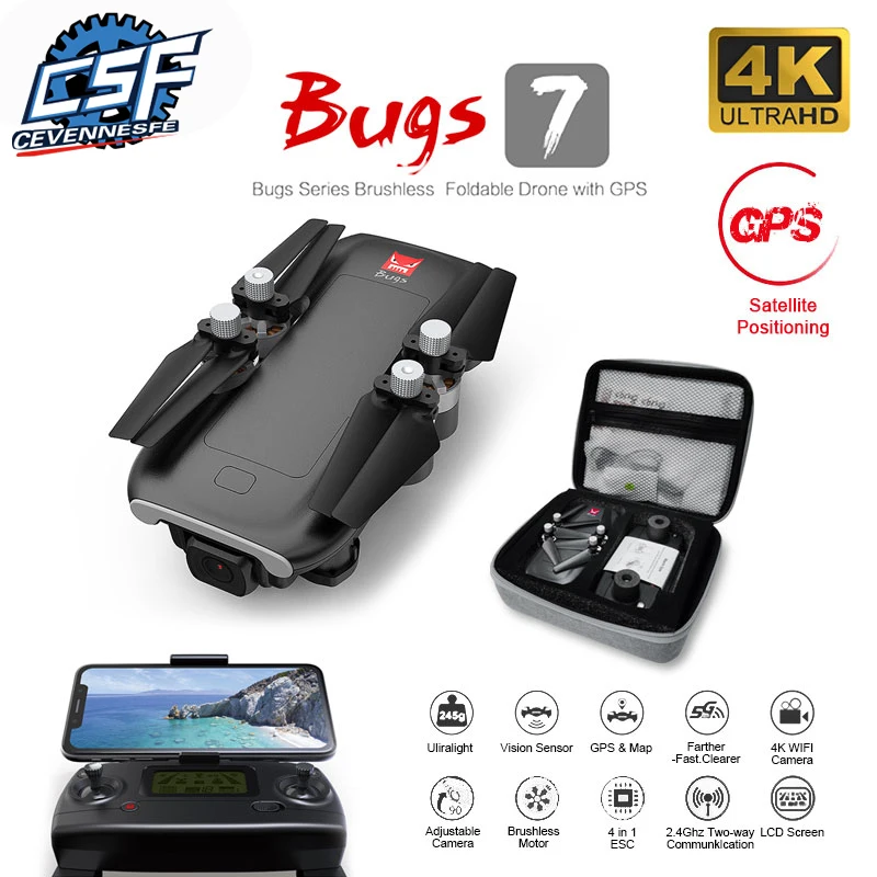 

NEW MJX Bugs 7 B7 Drone With 4K GPS 5G WIFI HD Camera Brushless Motor RC Quadcopter Professional Foldable Helicopter Toys Gift