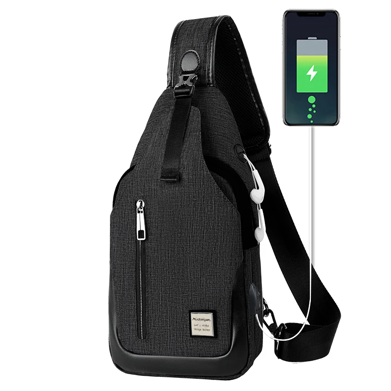 Модная мужская Наплечная Сумка с usb зарядкой через плечо, Мужская Противоугонная сумка-мессенджер, нагрудная сумка, водонепроницаемая нейлоновая мужская сумка на каждый день