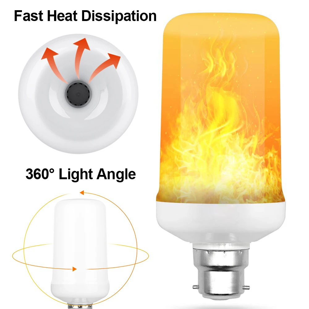 Светодиодная лампа B22 светодиодная с эффектом пламени 2 Вт 3 5 светодиодный