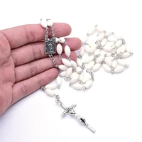 new style 3 type handmade religious jewelry prayer rice shape beads natural cross necklace fashion accessories gifts for unisex