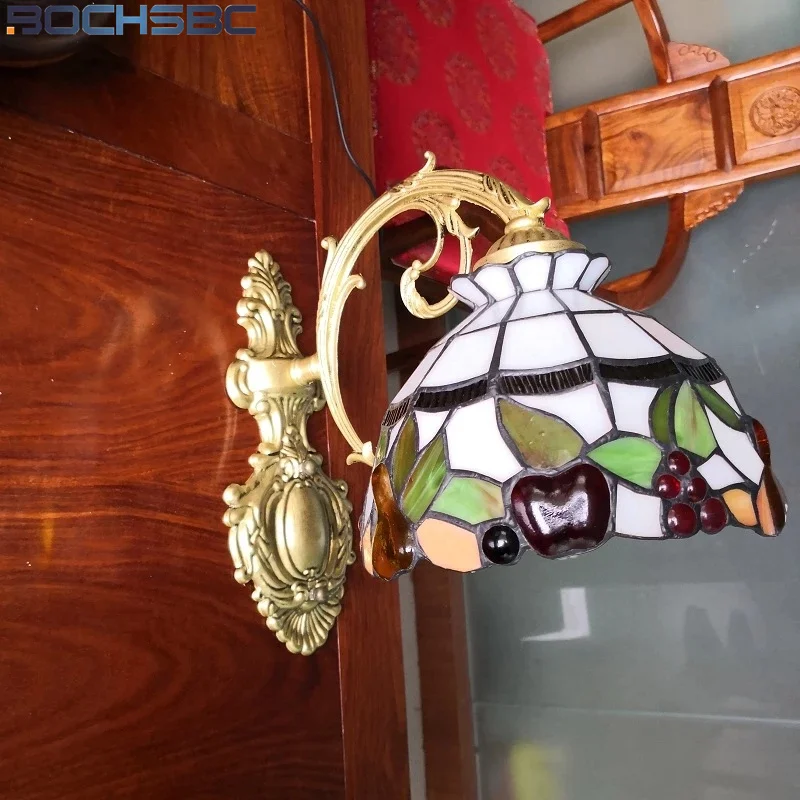 BOCHSBC настенный светильник Средиземноморский Tiffanylamp вишни винограда витражи
