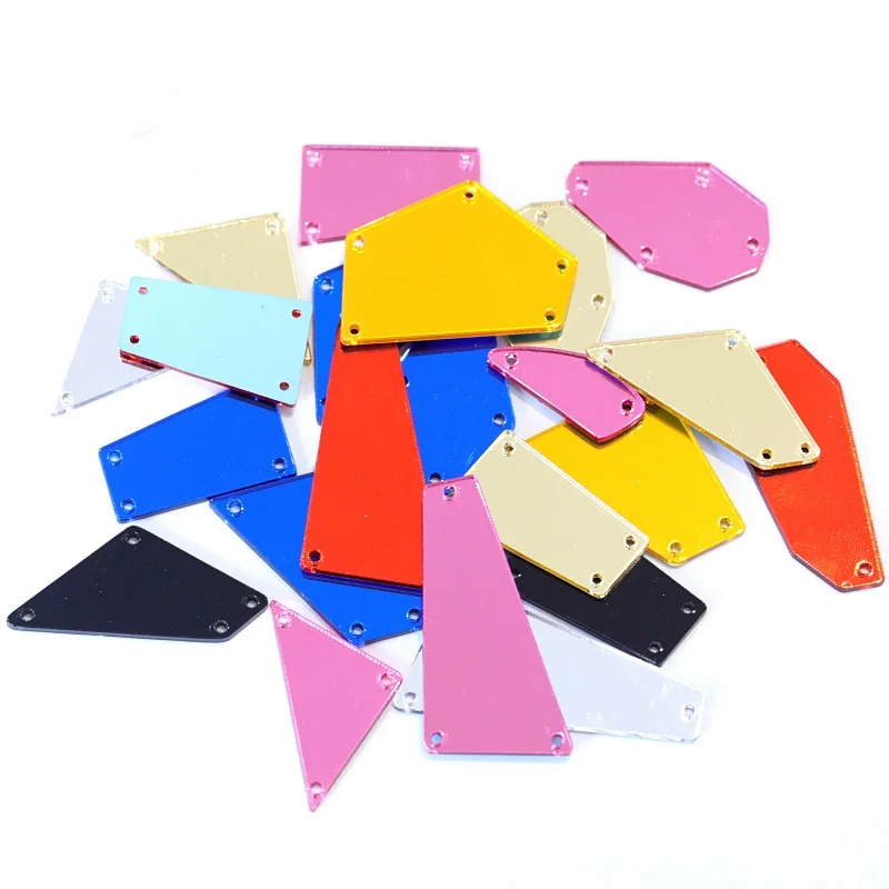 Распродажа! 50 шт. разноцветные зеркальные Стразы для пришивания Необычные