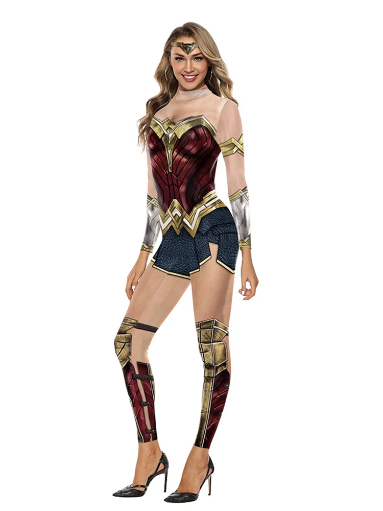 diana costumes women superhero jumpsuits halloween costume for women sexy tights diana cosplay carnival disfraz mujer free global shipping