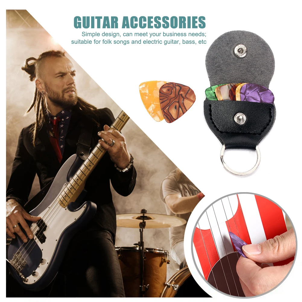 

Portable Guitar Pick Holder Leather Guitar Plectrum Case Bag Guitar Accessories Lightweight Portable Music Element