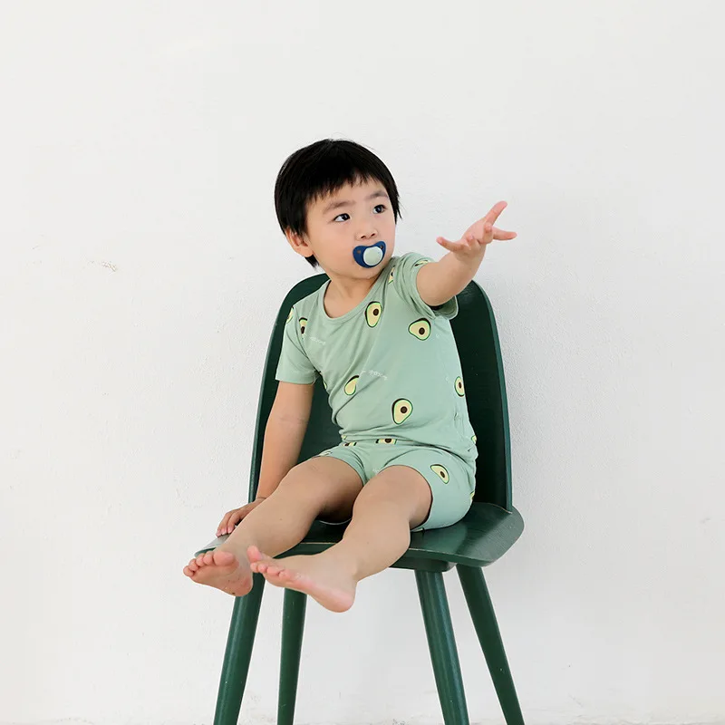 

Новинка лета 2021, освежающий хлопковый костюм с тропическим принтом для мальчиков и девочек, с коротким рукавом