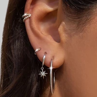 4pcsset 2021 bohemia fashion silver color star crystal clip earring for women ear cuff girls jewerly gifts wholesale e012
