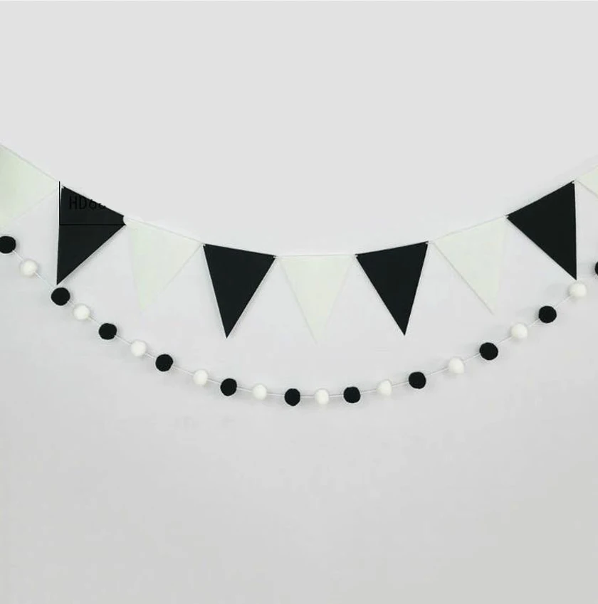 Фетровый флаг 8 м черно-белые флаги гирлянда для свадьбы дня рождения Декор