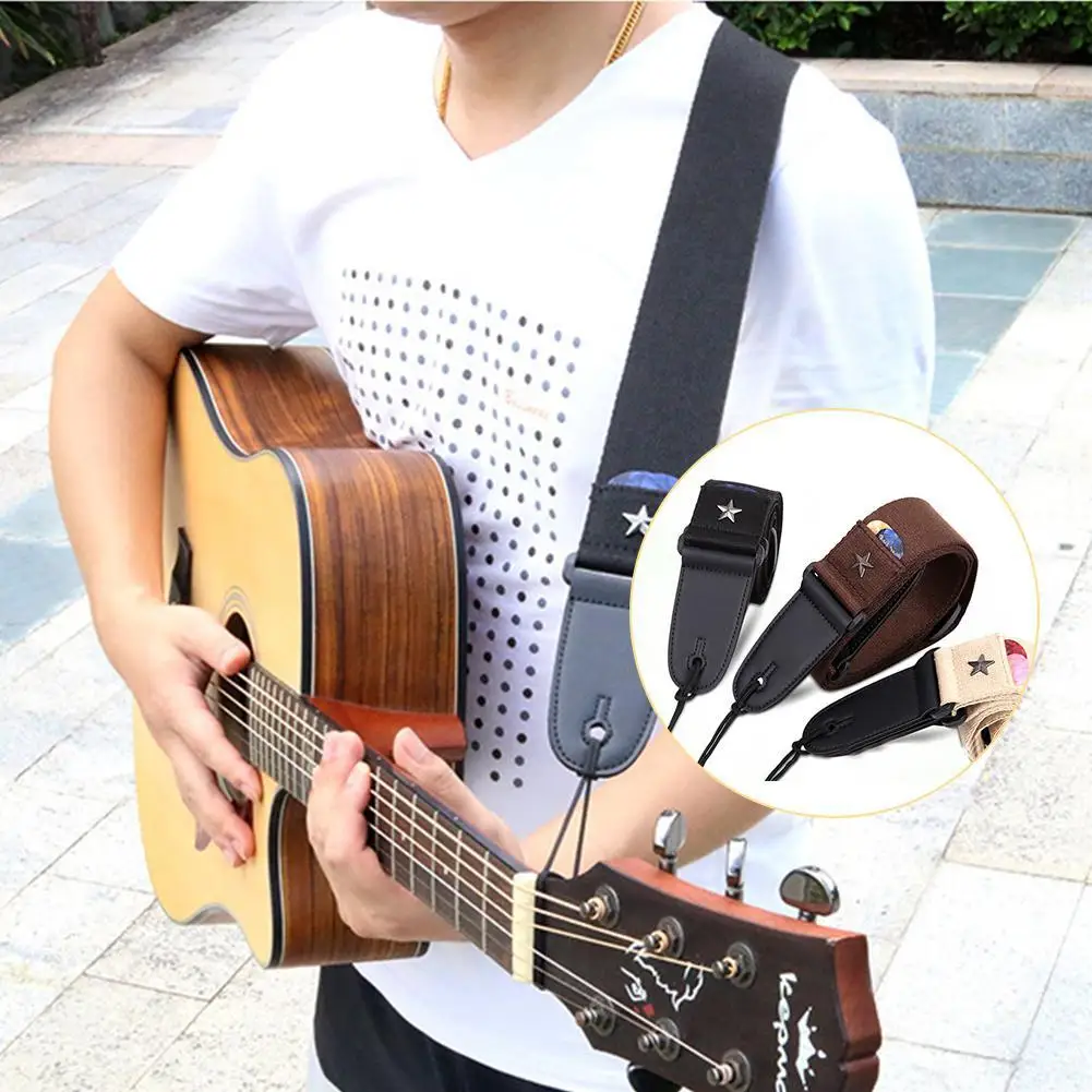 

Прочная электрическая гитара, бас-глина, акустическая фольклорная гитара, винтажные ремни для переноски гитары с пентаграммой и карманом д...