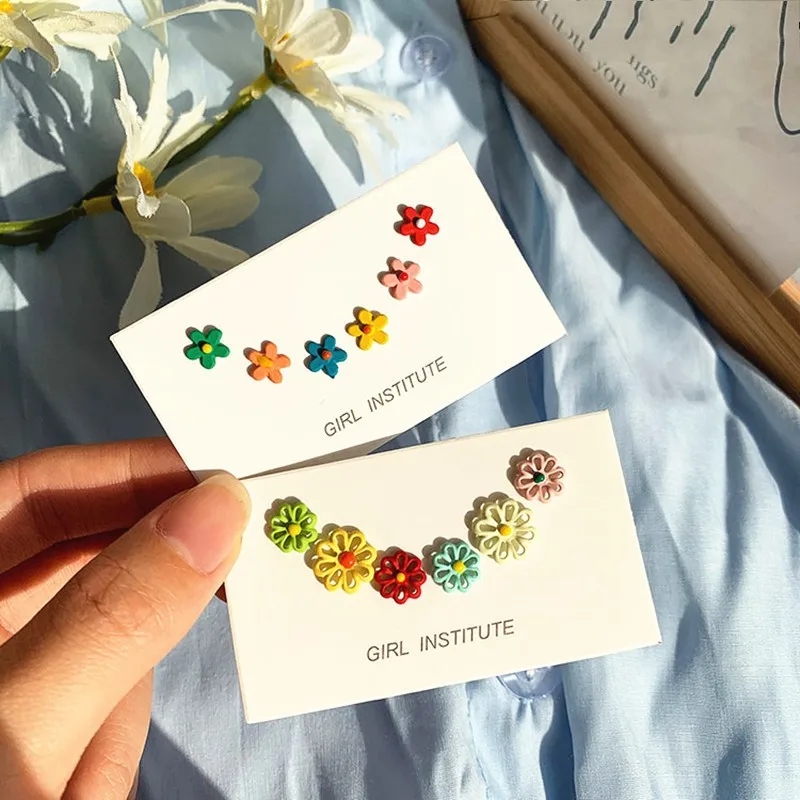 

6pcs/1set Colorful Star Flower Stud Earrings For Women Teens Girls Heart Geometric Buttons Earrings Studs Party Fashion Jewelry