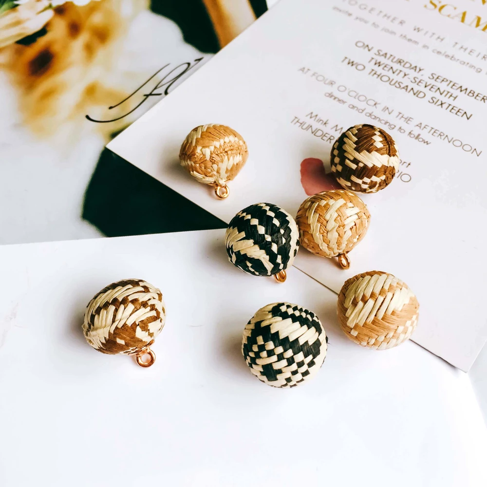 Zeroupp бамбуковая солома камея шар серьги ожерелье аксессуары принадлежности для